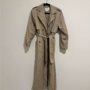Vintage Tan Trench Coat with Leather Accents Size 4